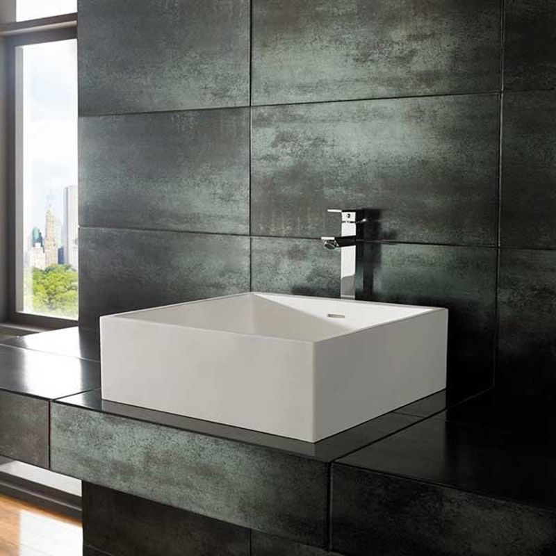 Alto White Stone Resin Large Square Basin