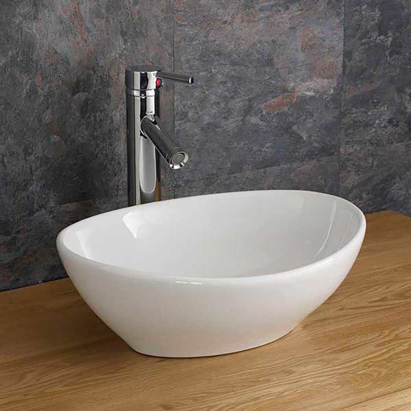 Messina White Ceramic Oval Basin