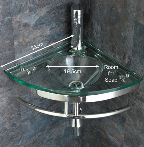 Corner-Bathroom-Basin-Bundle-Clear-Glass-350mm-Cloakroom-Sink-with-Tap-and-Waste-Brescia